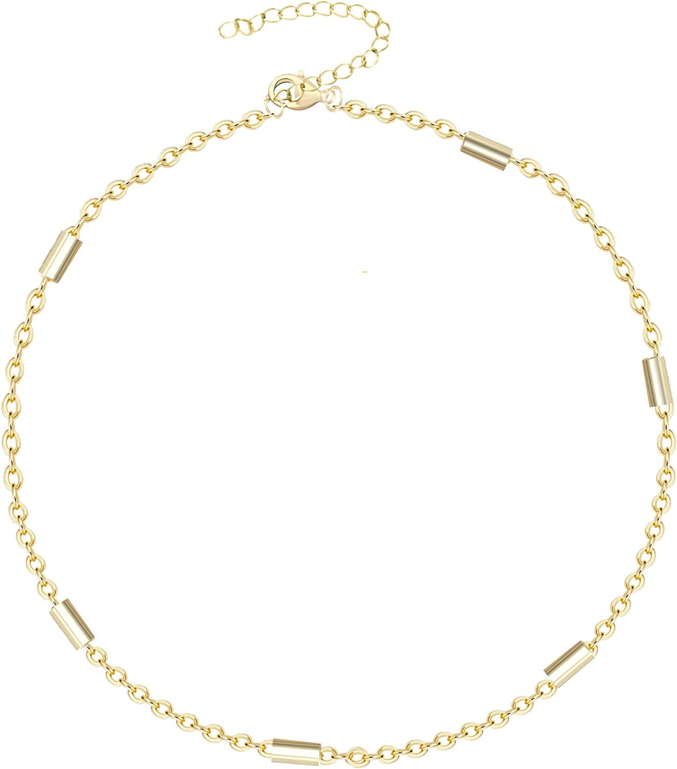 Dainty Gold Chain Anklet,Simple Delicate Figaro Chain Ankelt,Curb Chain Anklet,Coin Chain Anklet,Satellite Chain Anklet,Link Chain Ankle Bracelet,Chain Anklets for Women Apparel & Accessories > Jewelry > Anklets DeScount Gold Tube  