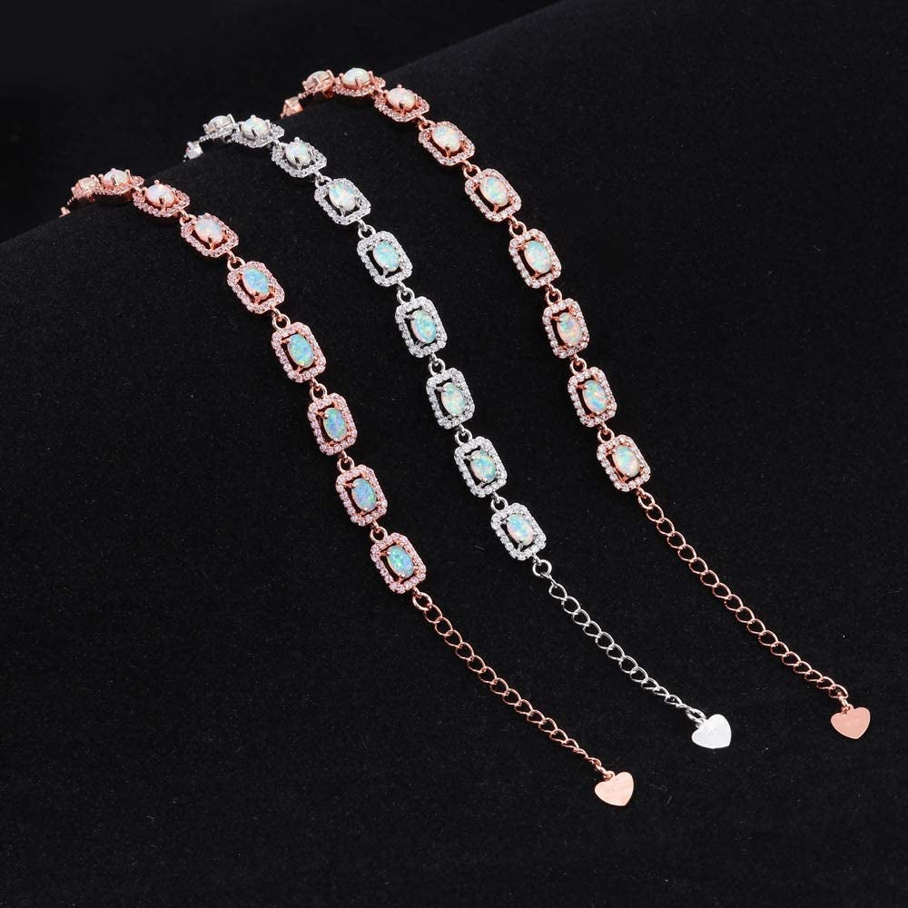 Cinily Adjustable Fire Opal Bracelets for Women Girls White Gold/Rose Gold Plated Gemstone Bracelet Opal Jewelry Gifts Apparel & Accessories > Jewelry > Bracelets Shenzhen Xi En Jewelry co.,ltd   