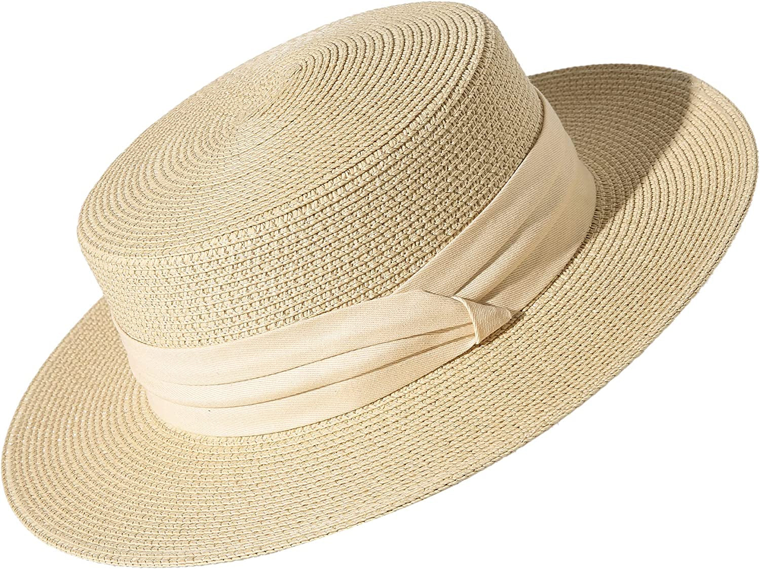 Lanzom Sun Hats for Women Wide Brim Straw Boater Hat Foldable Packable Beach Hat for Summer Apparel & Accessories > Clothing Accessories > Hats Lanzom Z-beige Medium 