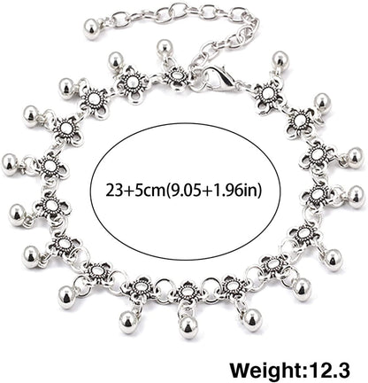 Beach Bells Ankle Bracelets for Women Girls Style Chain Beach Anklet Bracelet Jewelry Anklet Adjustable Size Wave Bracelet Smart Bracelet (Silver, One Size) Apparel & Accessories > Jewelry > Anklets Generic   