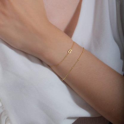 Dainty Gold Initial Bracelets for Women, 14K Gold Plated Dainty Personalized Gold Bracelets Initial Bracelets for Women Teen Girls Jewelry Chain Bracelets for Kids Toddler Little Girls Jewelry Gifts Apparel & Accessories > Jewelry > Bracelets M MOOHAM   
