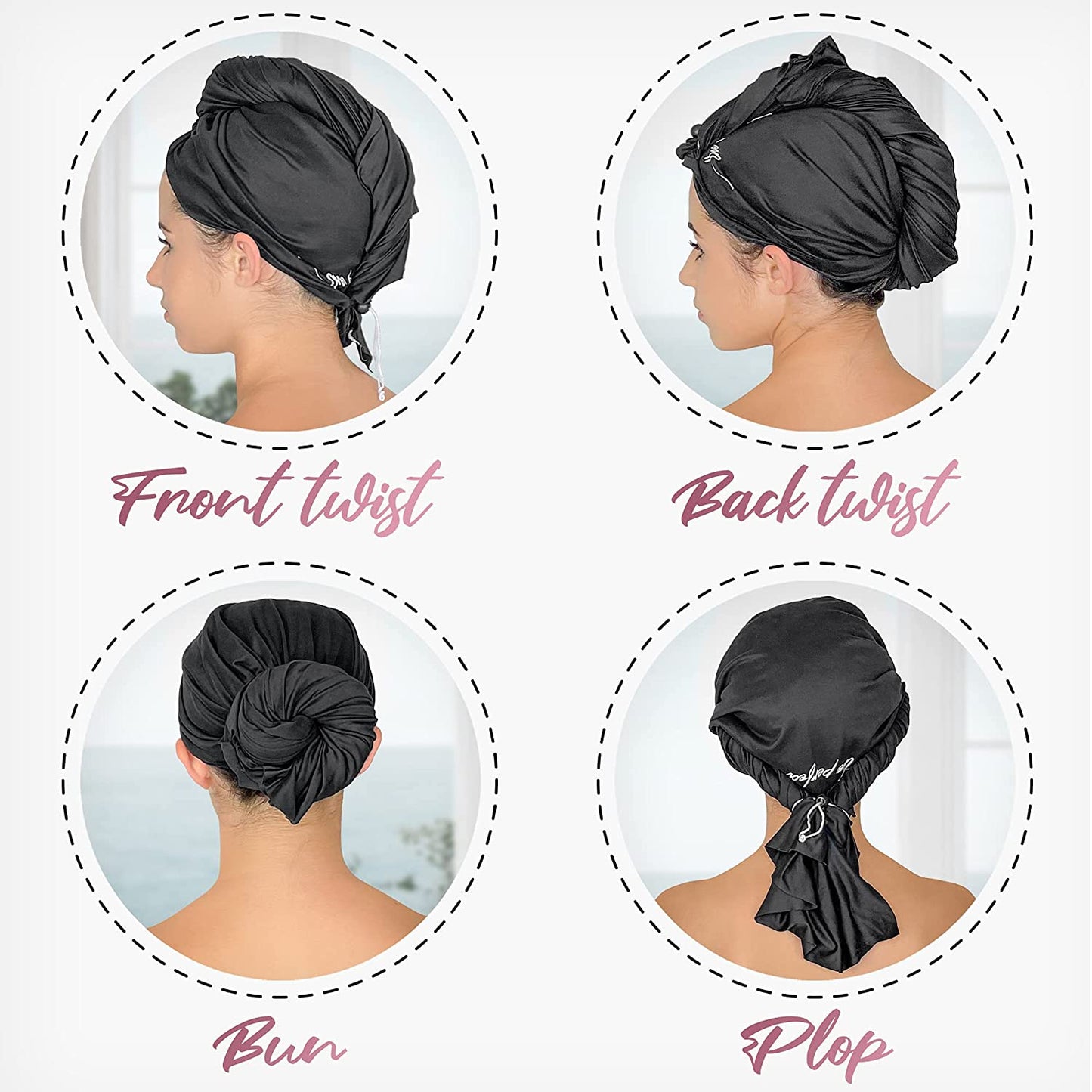 Ultra-Fine Microfiber Hair Towel Wrap & Wet/Dry Detangling Hair Brush - the Perfect Haircare - Anti-Frizz Turban for Curly or Wavy Haired Women Girls & Kids - Quick Drying - Good for Travel (Black) Health & Beauty > Personal Care > Hair Care THE PERFECT HAIRCARE   