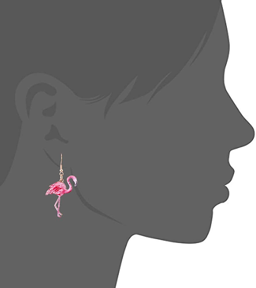 Pink Cute Flamingo Summer Metal Dangle Earring No.401 Apparel & Accessories > Jewelry > Earrings Wonderent   