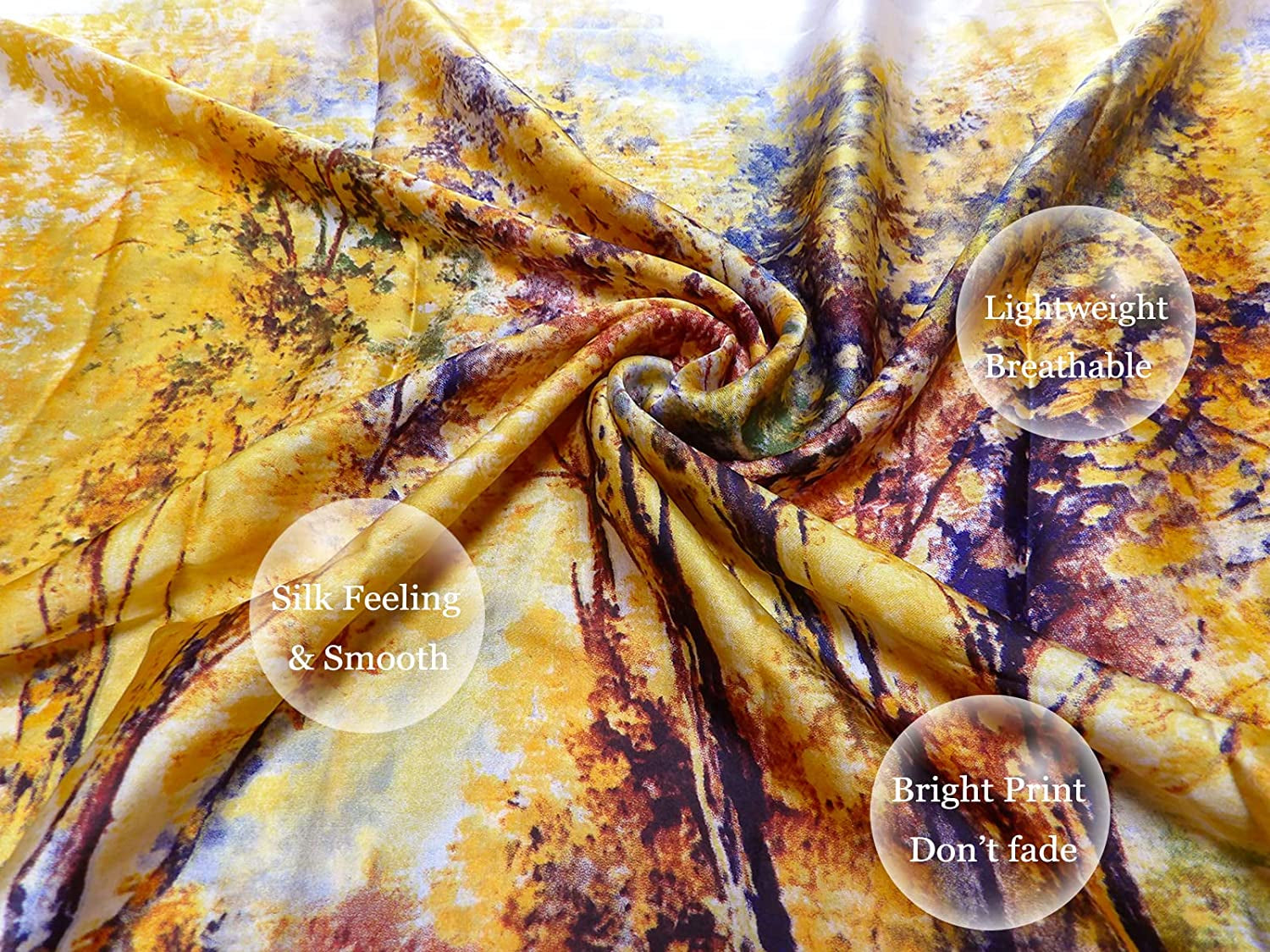 Silk Scarf for Women Fashion Long Satin Lightweight Large Shawl Wrap Printed Sleep 70''X35'' Apparel & Accessories > Clothing Accessories > Scarves & Shawls Wealish   