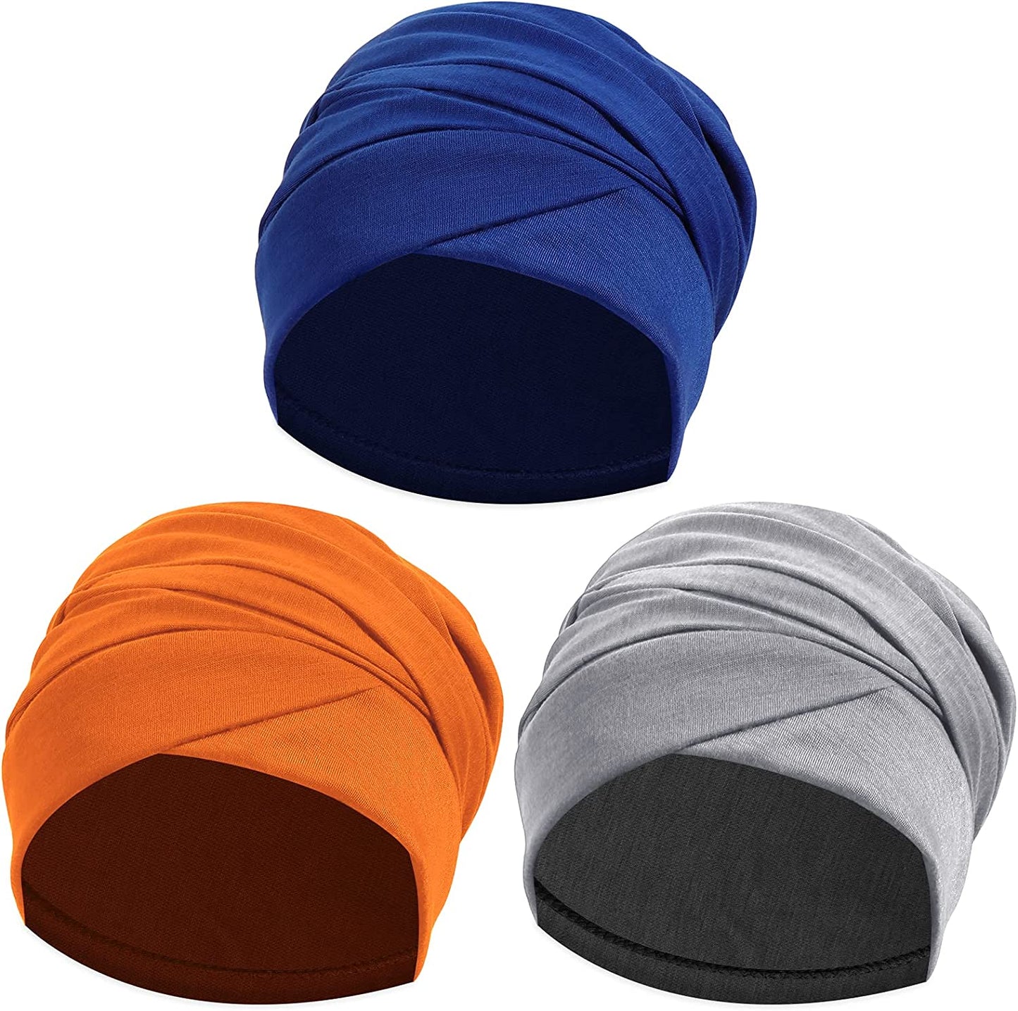 Ever Fairy Turban Head Wrap Scarf,African Women' Soft Long Scarf Shawl Hair Bohemian Headwrap Stretch Headband Tie Apparel & Accessories > Clothing Accessories > Scarves & Shawls Ever Fairy Set B-royal Blue+grey+orange  