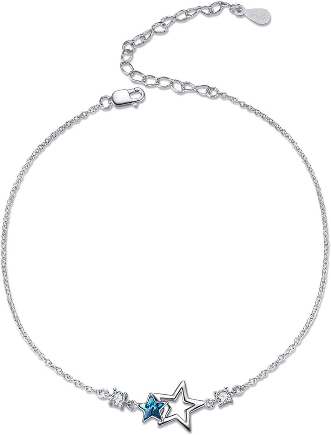 Pineapple/Mushroom/Star/Mountain Anklets Sterling Silver Adjustable Chain Link Ankle Bracelets Beach Anklet Jewelry for Women Teens Apparel & Accessories > Jewelry > Anklets LUHE Star anklets  