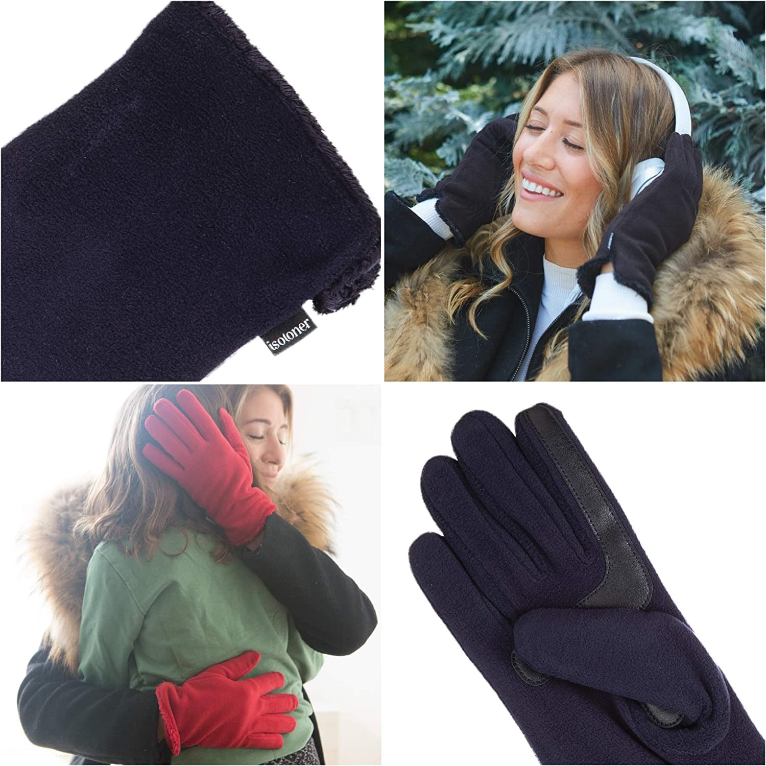 Isotoner Womens Stretch Fleece Gloves with Microluxe Lining and Smart Touch Technology Apparel & Accessories > Clothing Accessories > Gloves & Mittens KYLIE MAX   