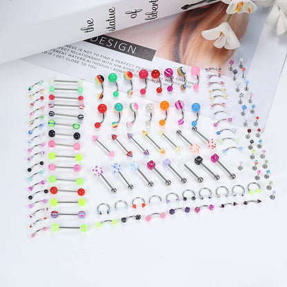 JOERICA 115 Pcs Body Piercing Jewelry for All Piercings 316L Stainless Steel Tongue Nipple Eyebrow Lip Belly Button Nose Tragus Horseshoe Barbell Rings Body Piercing for Women Piercings Jewelry Set 14G-20G Apparel & Accessories > Jewelry > Body Jewelry JOERICA   