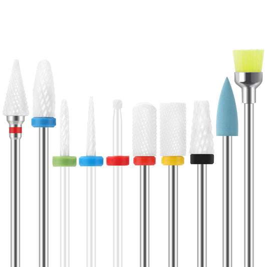 SPTHTHHPY 10Pcs Ceramic Nail Drill Bits Set Professional Remove Gel Acrylic Cuticle Diamond Carbide Nail Drill Bit Tools for Manicure Pedicure Home Salon Use Great Gift for Women Girls Health & Beauty > Personal Care > Cosmetics > Cosmetic Tools > Nail Tools SPTHTHHPY Ceramic  
