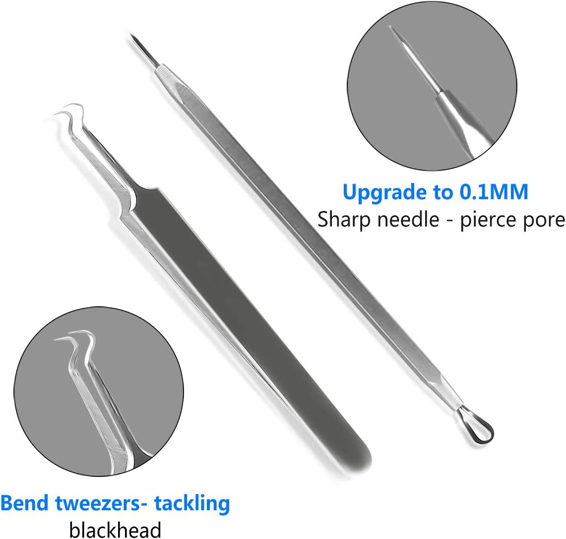 Vamotto Pimple Popper Tool Kit -10 Pcs Blackhead Remover Comedone Extractor Kit Blemish Remover for Acne Removal Kit for Whitehead Popping Zit Removing for Nose Face Tools with a Leather Bag Health & Beauty > Personal Care > Cosmetics > Cosmetic Tools > Skin Care Tools Boolink   