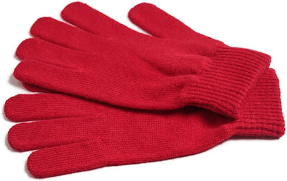 Imongol-Pure Cashmere Women Full Fingers Gloves Ladies Gloves Mittens- Gloves Knitted Apparel & Accessories > Clothing Accessories > Gloves & Mittens iMongol Red  