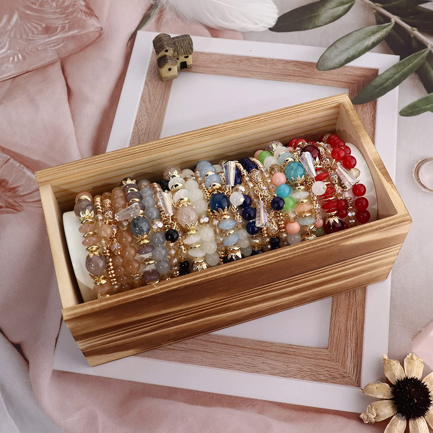 Jstyle Bohemian Stackable Bead Bracelets for Women 6 Sets Stretch Beaded Bracelets Multi-Color Boho Jewelry for Women Multilayer Bracelet Boho Apparel & Accessories > Jewelry > Bracelets Jstyle   