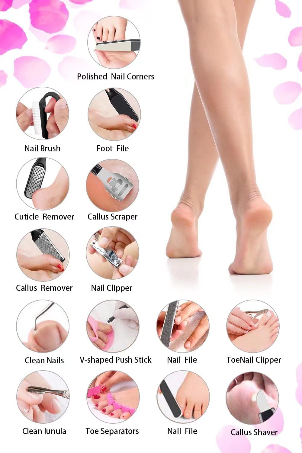 Professional Pedicure Tools Set, 23 in 1 Stainless Steel Foot Care Kit Foot Rasp Dead Skin Remover Pedicure Kit for Men Women Salon or Home Best Gift Health & Beauty > Personal Care > Foot Care Gearmatte   