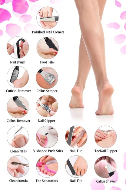 Professional Pedicure Tools Set, 23 in 1 Stainless Steel Foot Care Kit Foot Rasp Dead Skin Remover Pedicure Kit for Men Women Salon or Home Best Gift Health & Beauty > Personal Care > Foot Care Gearmatte   