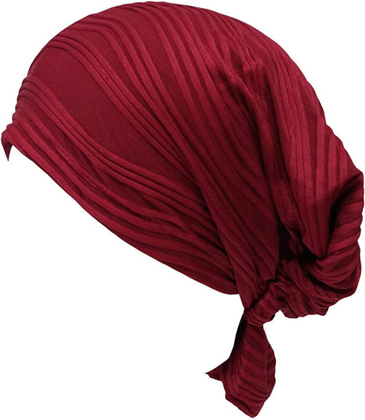 GETACOTA Cotton Pre Tied Scarf Chemo Cancer Turban for Women Cap Slip on Beanie Head Cover Hair Loss Hat Headwear Accessories Apparel & Accessories > Clothing Accessories > Headwear GETACOTA Red  