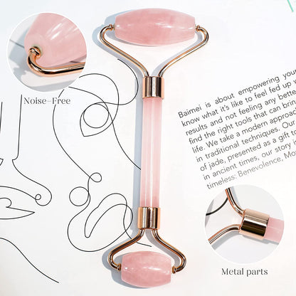 Jade Roller & Gua Sha, Face Roller, Facial Beauty Roller Skin Care Tools, BAIMEI Rose Quartz Massager for Face, Eyes, Neck, Body Muscle Relaxing and Relieve Fine Lines and Wrinkles Health & Beauty > Personal Care > Cosmetics > Cosmetic Tools > Skin Care Tools BAIMEI   
