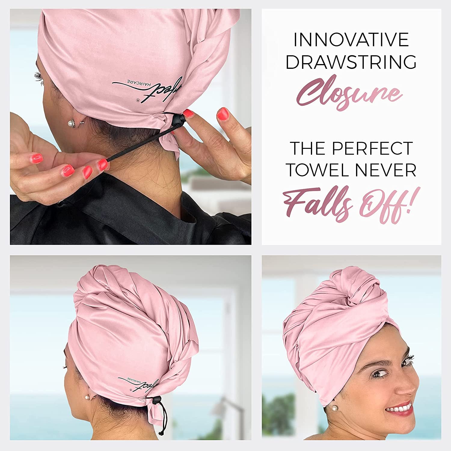 Microfiber Hair Drying Towel Wrap for Curly and Wavy Hair - Large Smooth and Silky Curly Hair Product for Women Girls and Kids - Quick Drying - Works for Hair Extensions - Pink - the Perfect Haircare Health & Beauty > Personal Care > Hair Care The Perfect Haircare   