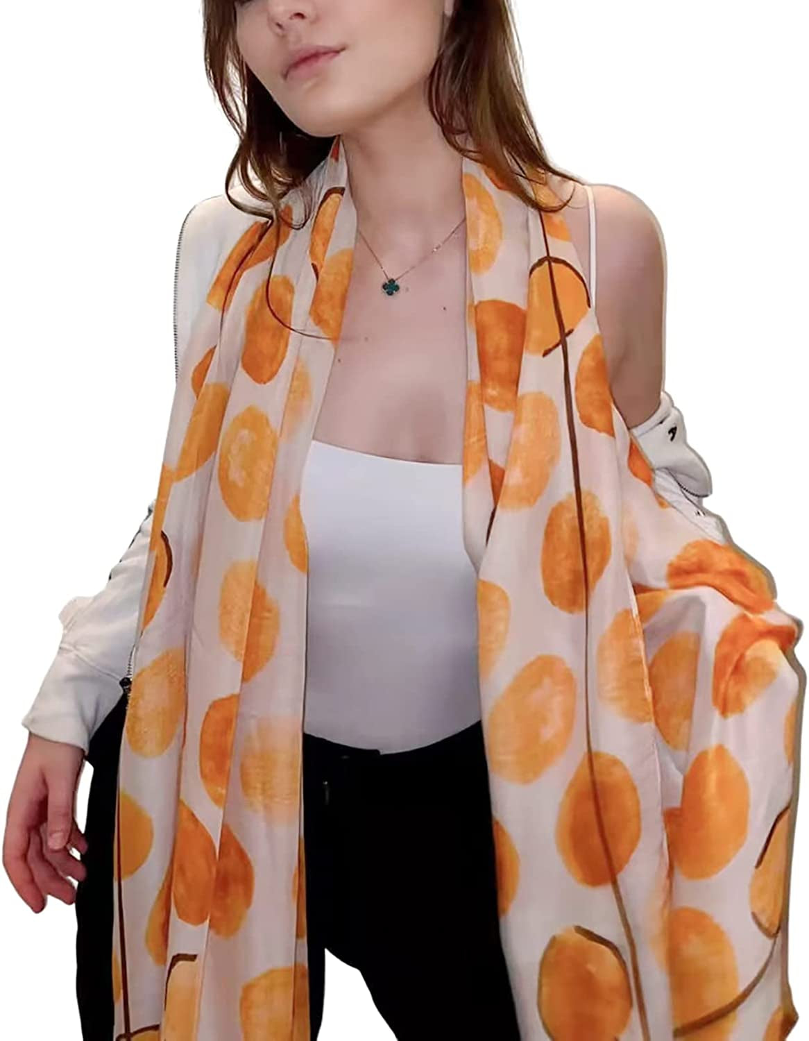 FRAIFICE Lightweight Scarf for Women for Spring Summer Fall Geometric Scarves Shawl Wrap Pashimina with Tassels Apparel & Accessories > Clothing Accessories > Scarves & Shawls FRAIFICE   