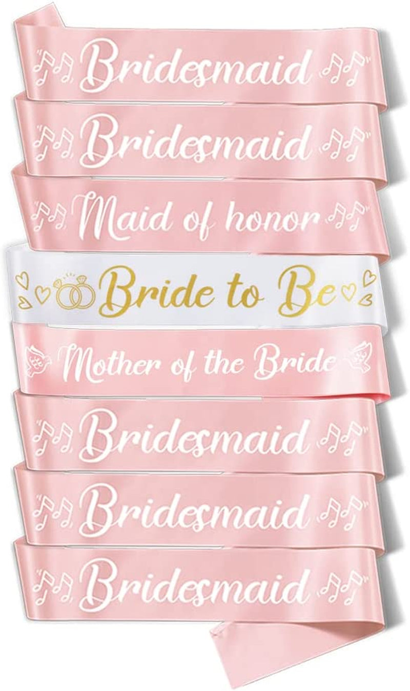 Party to Be Set of 8 PCS Rose Gold Bridal Shower Sash Bride to Be Maid of Honor Team Bride Bridesmaid Bride Tribe Sash Set Hen Night Bachelorette Party Wedding Decorations Apparel & Accessories > Clothing Accessories > Sashes Party to Be Set A (8 PCS)  