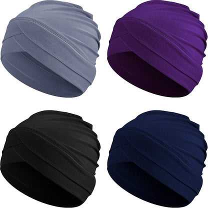 Geyoga 4 Pieces Women Turban Hats Slouchy Sleep Cap Headwrap Headwear Apparel & Accessories > Clothing Accessories > Headwear Geyoga Black, Gray, Navy Blue, Purple  