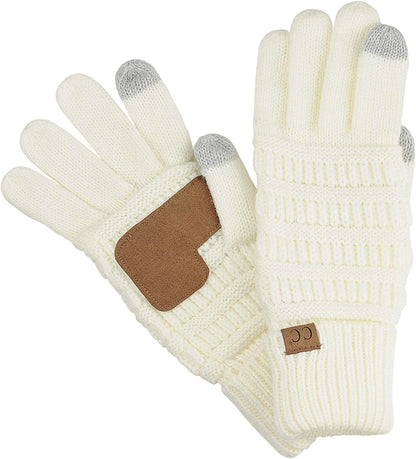 C.C Unisex Cable Knit Inner Lined Anti-Slip Touchscreen Texting Gloves Apparel & Accessories > Clothing Accessories > Gloves & Mittens C.C Ivory  