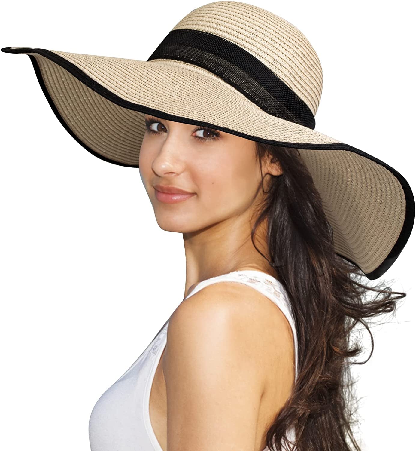Sun Hats for Women Wide Brim Summer Beach Hats for Women Foldable Travel Straw UV Protection Apparel & Accessories > Clothing Accessories > Hats Sierry Midium Yellow  