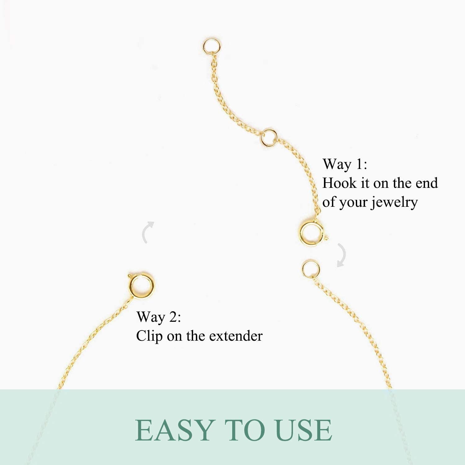 FENCCI 14K Solid Gold Chain Necklace Extender 2,3,4 Inch, Delicate Durable Adjustable Gold Chain Extender for Gold Necklace Bracelet Anklet Apparel & Accessories > Jewelry > Anklets FENCCI   
