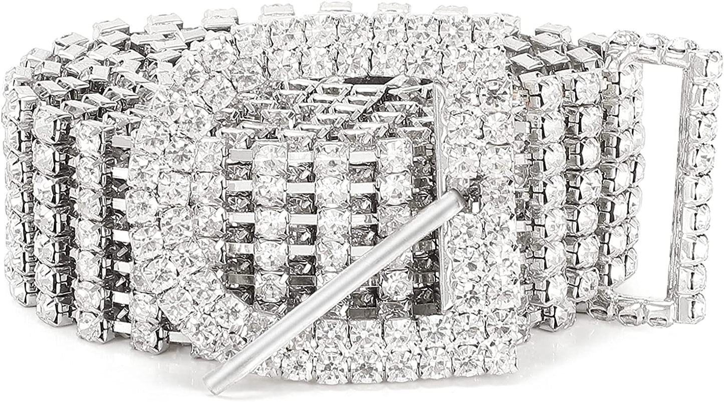 Women Rhinestone Belt Shiny Diamond Crystal Ladies Waist Belt for Jeans Dresses Silver Gold by WHIPPY Apparel & Accessories > Clothing Accessories > Belts WHIPPY 8-silver L: Fit Waist Size 43-48 Inches 