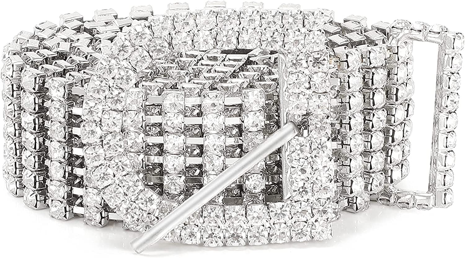 Women Rhinestone Belt Shiny Diamond Crystal Ladies Waist Belt for Jeans Dresses Silver Gold by WHIPPY Apparel & Accessories > Clothing Accessories > Belts WHIPPY 8-silver L: Fit Waist Size 43-48 Inches 