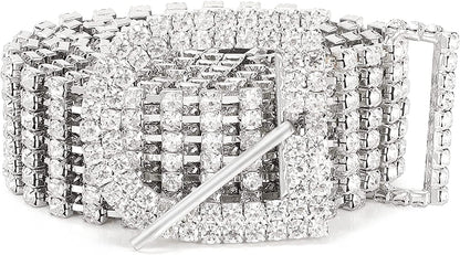 Women Rhinestone Belt Shiny Diamond Crystal Ladies Waist Belt for Jeans Dresses Silver Gold by WHIPPY Apparel & Accessories > Clothing Accessories > Belts WHIPPY 8-silver L: Fit Waist Size 43-48 Inches 