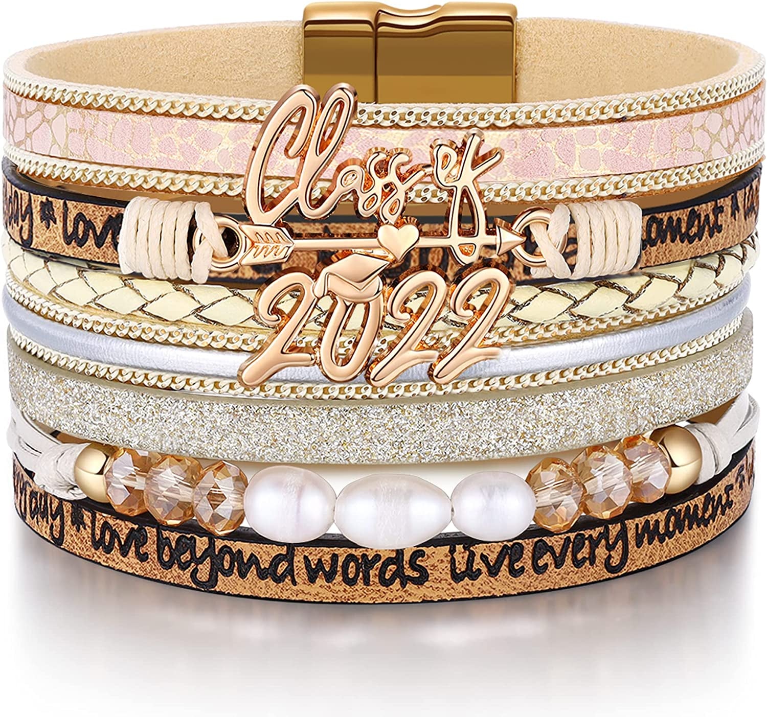 Inspirational Graduation Gifts for Her 2022 Bracelets College High School Graduate Present for Girls Boys Apparel & Accessories > Jewelry > Bracelets Desimtion A-Class of 2022  