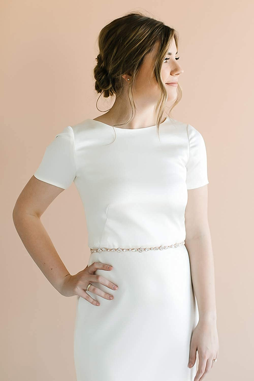 SWEETV Rhinestone Bridal Belt Bridesmaid Sash Crystal Wedding Belt Headband Women Dress Accessories Apparel & Accessories > Clothing Accessories > Belts SWEETV   