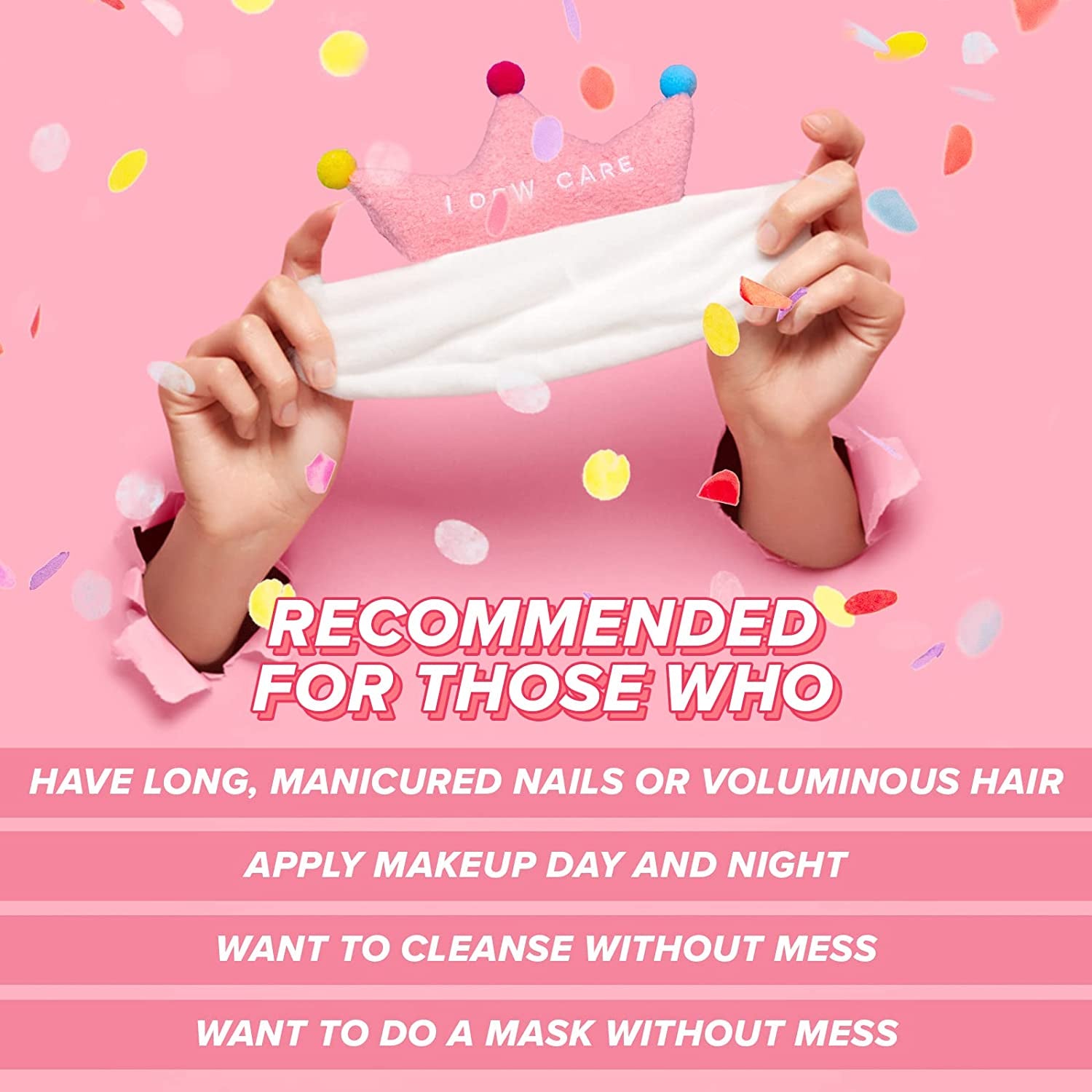 I Dew Care Face Wash Headband - Pink Tiara | Spa, Soft, Cute for Makeup, Shower, Teen, Girls Stuff, Princess Style, 1 Count Health & Beauty > Personal Care > Hair Care I DEW CARE   
