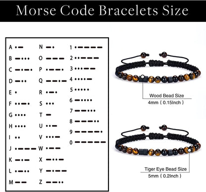 Morse Code Bracelets for Women Gifts, Adjustable 2Pcs Tiger Eye Beads Friendship Bracelets Gifts for Best Friend Women Girls Sister Funny Inspirational Birthday Friendship Gifts for Women Jewelry Apparel & Accessories > Jewelry > Bracelets MONOZO   