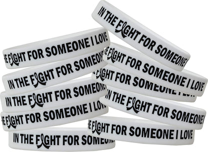In the Fight for Someone I Love Silicone Wristband Bracelet Premium Quality 10-Pack (Assorted Colors) Apparel & Accessories > Jewelry > Bracelets Fight Like a Girl White  