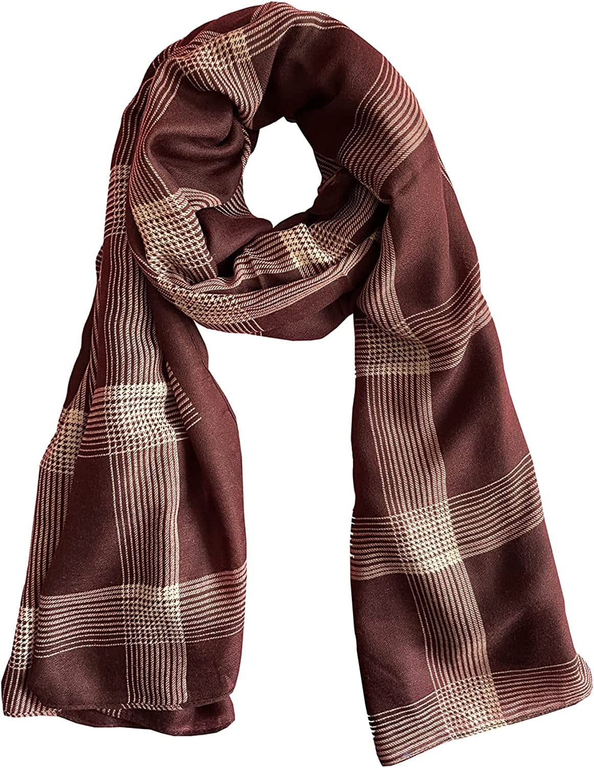 JERLA Women'S Scarves Lady Light Soft Fashion Solid Scarf Wrap Shawl Plaid Scarf Apparel & Accessories > Clothing Accessories > Scarves & Shawls JERLA Wine Plaid  