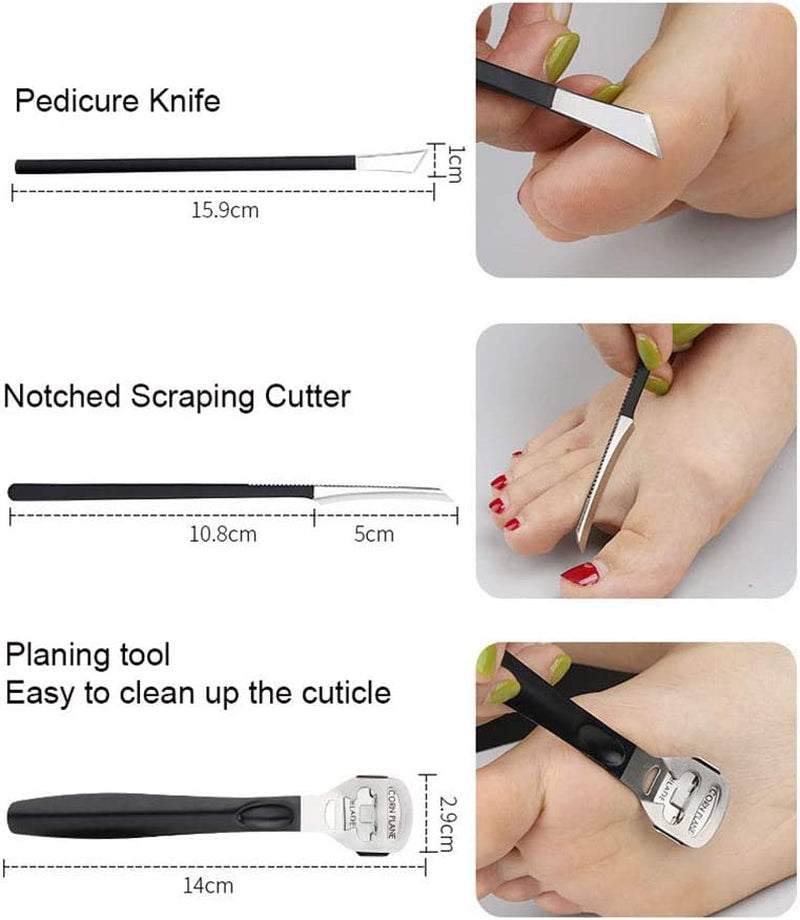 Foot Care Pedicure Callus Shaver Hard Skin Remover 10 Blades Ingrown Toenail Tools Kit, Ingrown Toenail Removal Correction Clippers, Professional Pedicure Tools (Black)… Health & Beauty > Personal Care > Foot Care ATTENDRE   