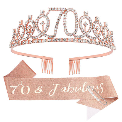 Sweet 16 Birthday Decorations Purple, 16Th Birthday Gifts for Girls, Sweet 16 Crown and Sash, 16Th Birthday Sash, Sweet 16 Sash and Tiara, Birthday Girl, Happy 16Th Birthday Party Supplies Cake Topper Apparel & Accessories > Clothing Accessories > Sashes CIEHER 70th Sash & Tiara Set  
