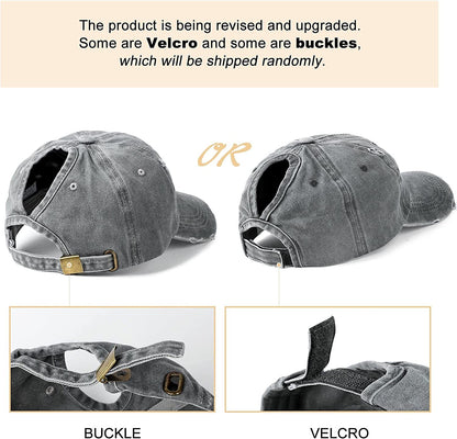 Lvaiz Womens Distressed Baseball Cap Mens Mesh Back Sport Hat Versatile Washed Dad Hat with Ponytail Hole Apparel & Accessories > Clothing Accessories > Hats Lvaiz   