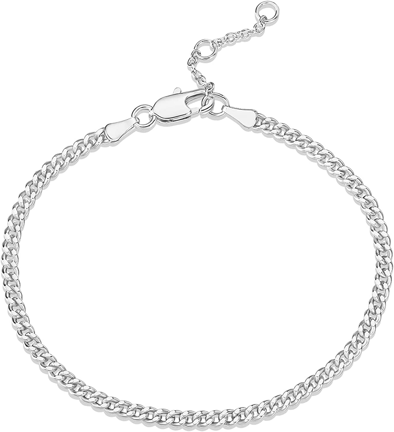 PAVOI 14K Gold Plated Paperclip/Curb/Figaro Chain Adjustable Bracelet for Women Apparel & Accessories > Jewelry > Bracelets PAVOI Curb-L white gold plated 
