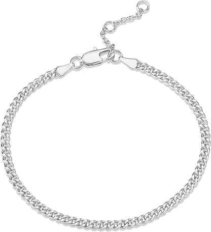 PAVOI 14K Gold Plated Paperclip/Curb/Figaro Chain Adjustable Bracelet for Women Apparel & Accessories > Jewelry > Bracelets PAVOI Curb-L white gold plated 