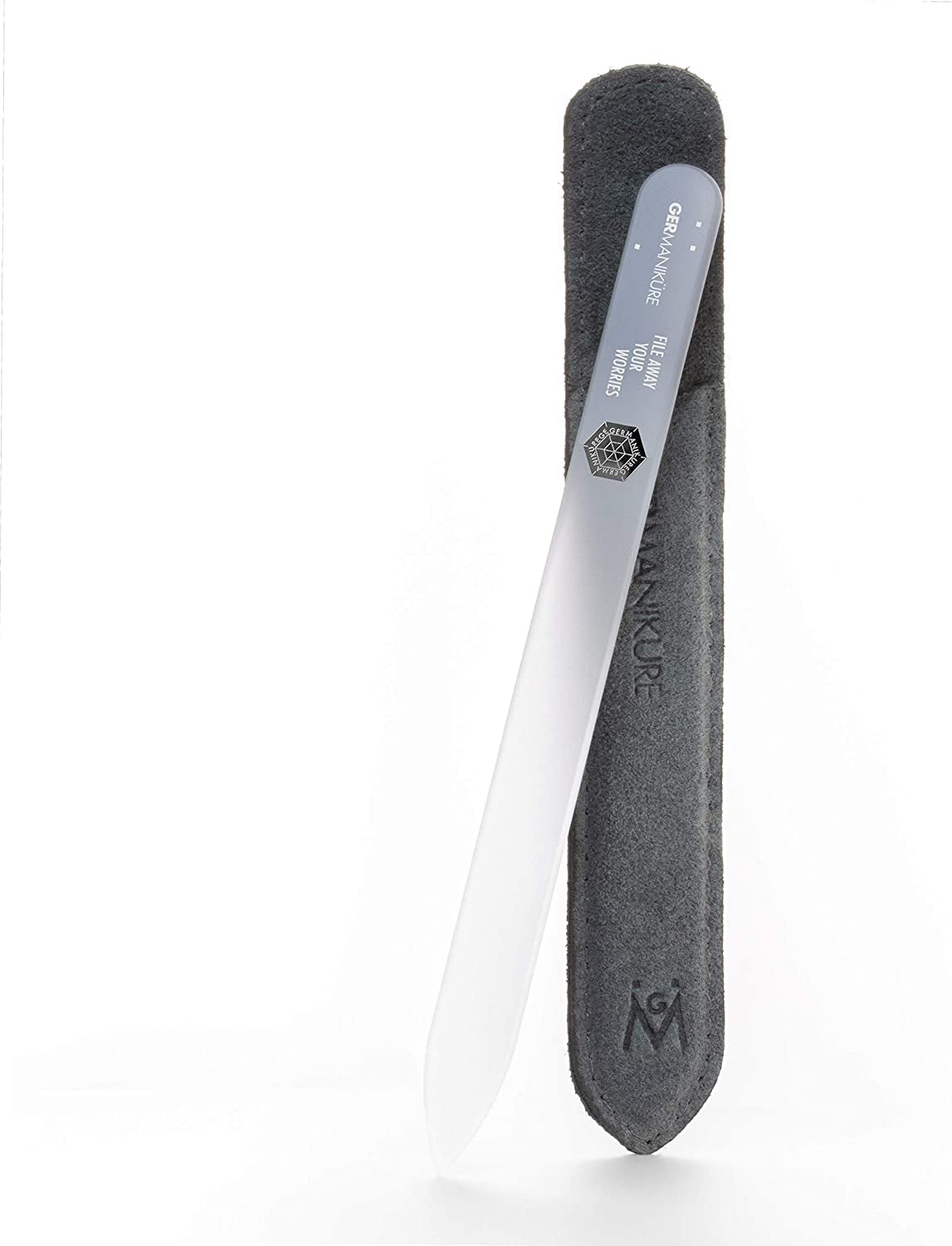 GERMANIKURE Mantra Glass Nail File in Suede Case, Ethically Made in Czech Republic - Professional Manicure & Pedicure Tools for Smooth Easy Shaping of Natural Fingernails Health & Beauty > Personal Care > Cosmetics > Cosmetic Tools > Nail Tools GERmanikure File Away Your Worries  