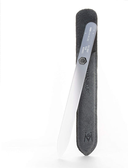 GERMANIKURE Mantra Glass Nail File in Suede Case, Ethically Made in Czech Republic - Professional Manicure & Pedicure Tools for Smooth Easy Shaping of Natural Fingernails Health & Beauty > Personal Care > Cosmetics > Cosmetic Tools > Nail Tools GERmanikure File Away Your Worries  