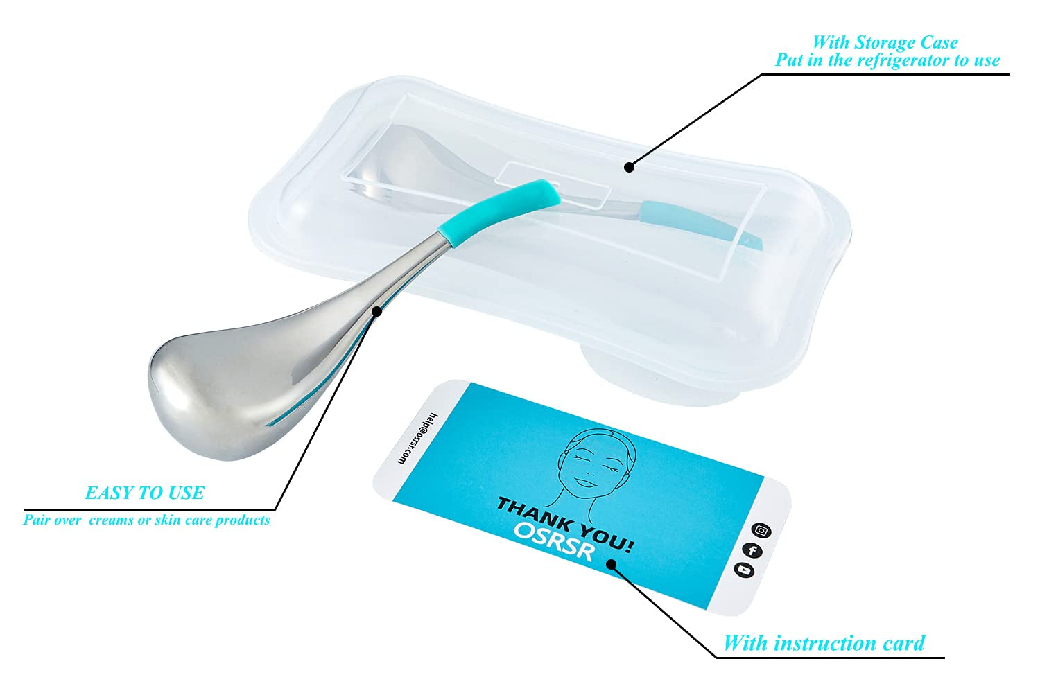 OSRSR Cryo Sticks,Unbreakable Stainless Steel Beauty Ice Facial Massage Tools for Woman,Skin Case Ice Globes Cryo Spoons,Cooling Globes Cold Globes for Face,Eyes & Neck Health & Beauty > Personal Care > Cosmetics > Cosmetic Tools > Skin Care Tools OSRSR   