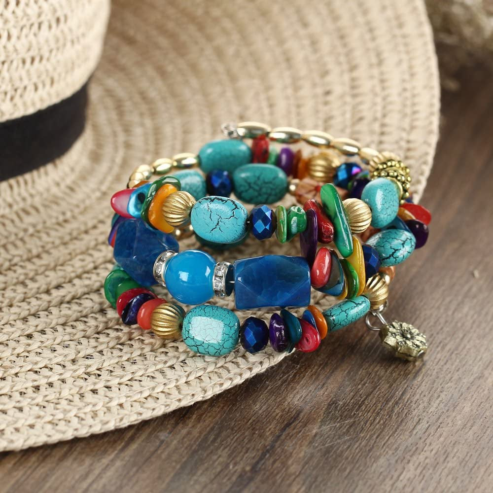 Boho Multilayer Irregular Agate Beads Charm Bracelets for Women Vintage Jade Stone Man Bracelets Yoga Bangles Ethnic Jewelry Apparel & Accessories > Jewelry > Bracelets MIXIA   
