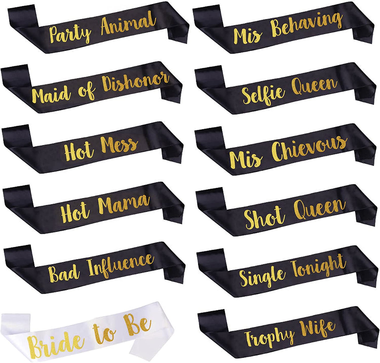 GEMICH Bride Sash/Bridesmaid Sash(12 Pack), Team Bride Sash,Bachelorette Sash Set for Bridesmaids,Maid of Honor, Bridal Shower and Hen Party Decorations, Favors,Accessories and Supplies, to Be Bride Apparel & Accessories > Clothing Accessories > Sashes Gem   