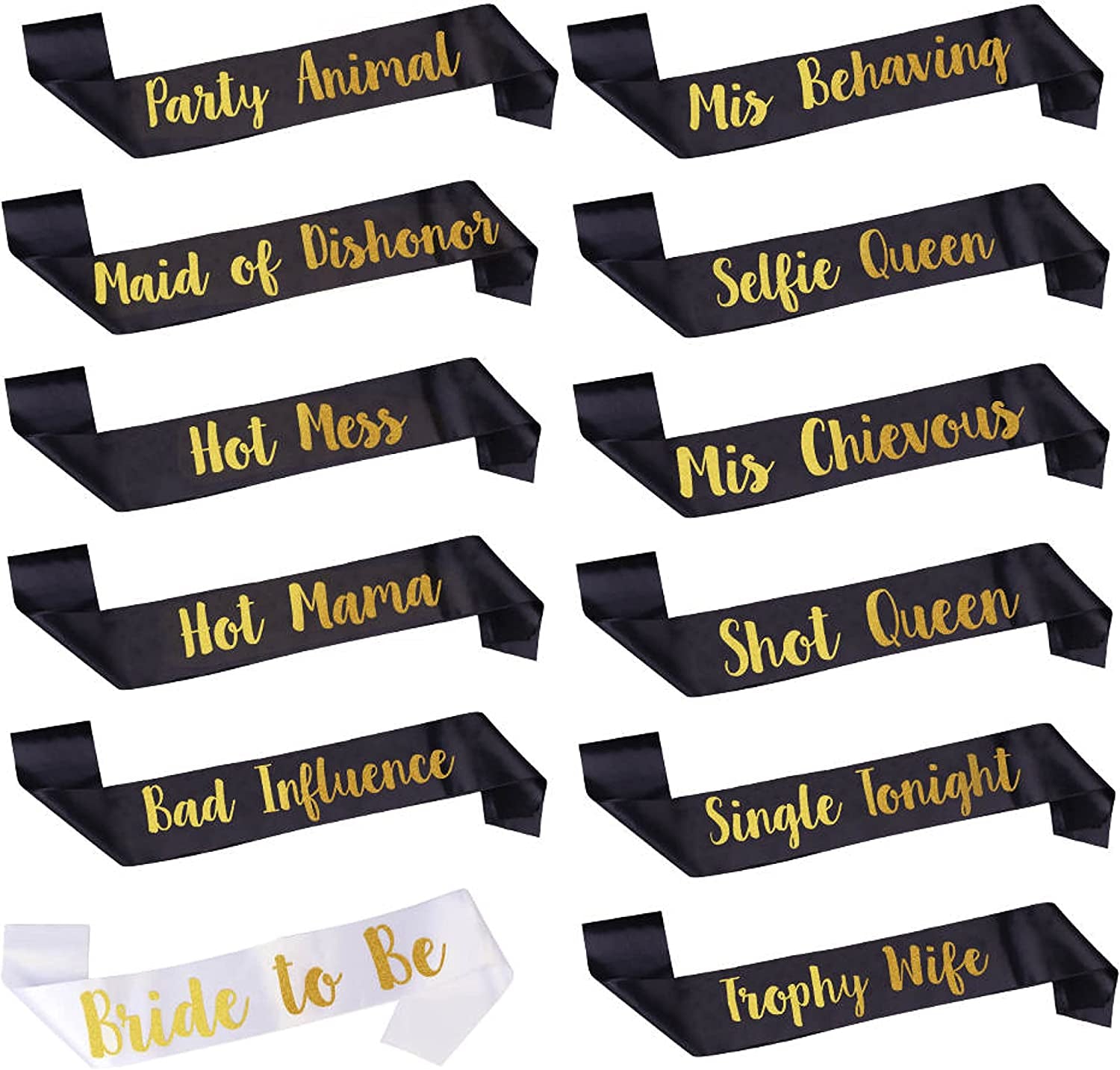 GEMICH Bride Sash/Bridesmaid Sash(12 Pack), Team Bride Sash,Bachelorette Sash Set for Bridesmaids,Maid of Honor, Bridal Shower and Hen Party Decorations, Favors,Accessories and Supplies, to Be Bride Apparel & Accessories > Clothing Accessories > Sashes Gem   