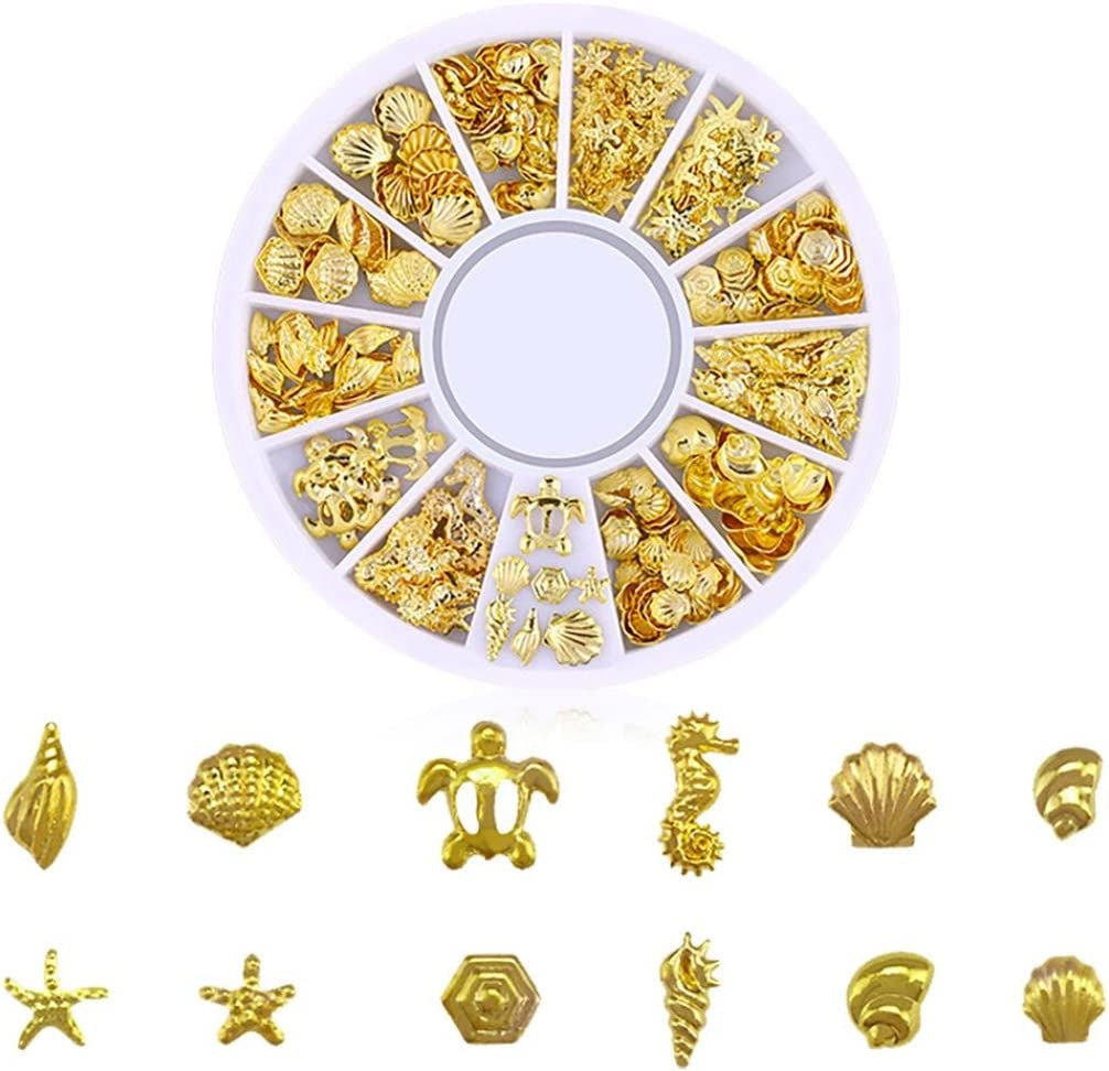 Ocean Nail Art Studs Gold Charms Summer Sea DIY Decoration Nail Art Sticker Tip Nail Sticker Sequins Colorful DIY Nail Art Decoration Tool (E) Health & Beauty > Personal Care > Cosmetics > Cosmetic Tools > Nail Tools LiPing   