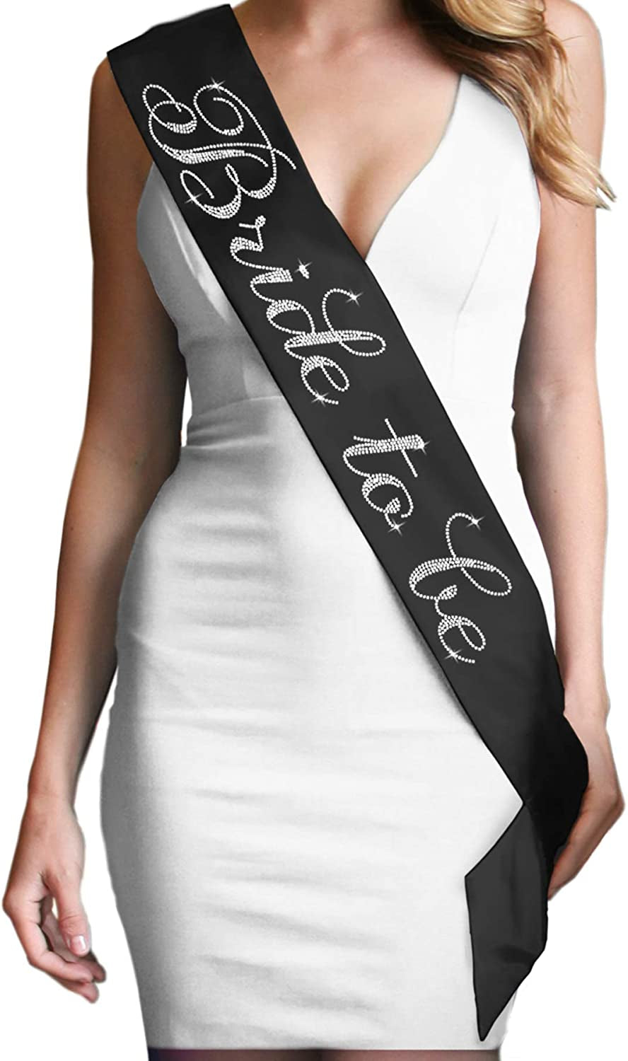 Blue Flirty Bride to Be Sash - Premium BRIDAL GRADE SATIN & Real CRYSTAL Rhinestone Bride to Be Satin Sash - Bachelorette Accessory Bride Gift - Classic Royal Blue Sash(Flrty B2B) Apparel & Accessories > Clothing Accessories > Sashes RhinestoneSash A: Black (Bride to Be) One Size Fits Most 