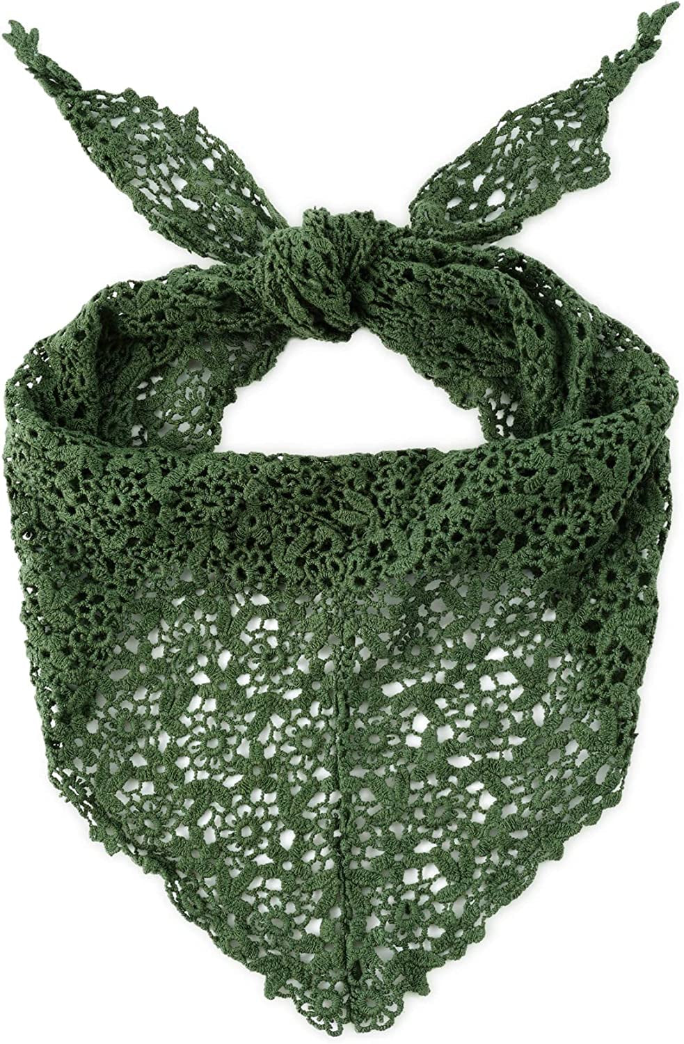 GERINLY Elegant Lace Crochet Neck Scarf Solid Color Triangle Shoulder Wrap for Women Apparel & Accessories > Clothing Accessories > Headwear GERINLY Green  